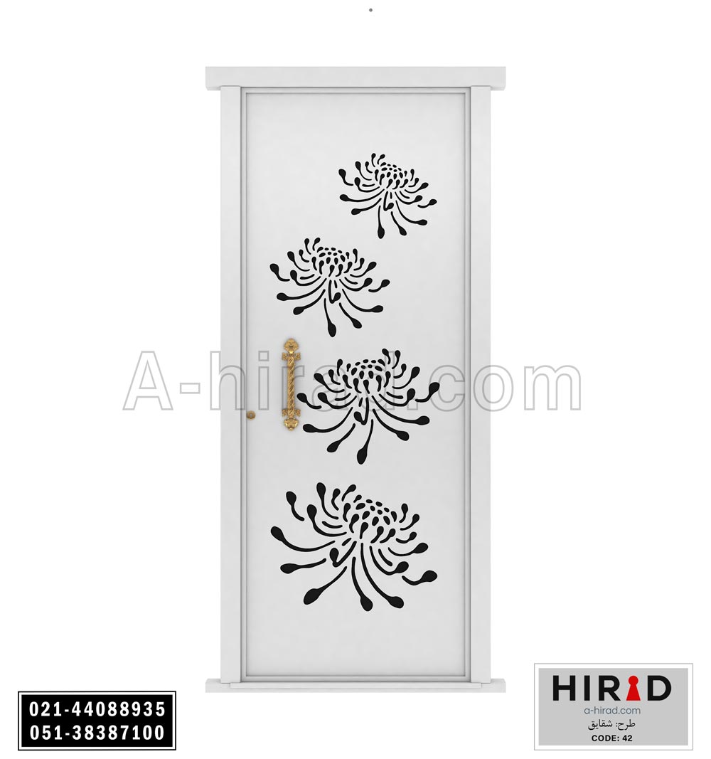 درب فلزی لیزری تک لنگه مدل شقایق کد 1042 عرض 108 ارتفاع 223 